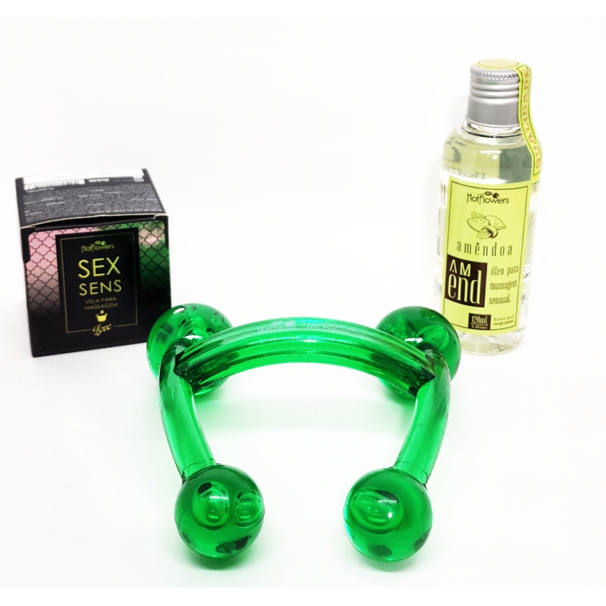 Kit de Massagem (Óleo + Massageador de Acrílico + Vela de Massagem)