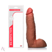 PROTESE DE PENIS J.HOLMES 27X5,5 CM COM ESCROTO COR MARROM